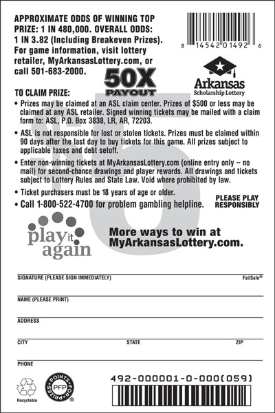 50X Payout - Game No. 492 50X Payout - Game No. 492 - Back