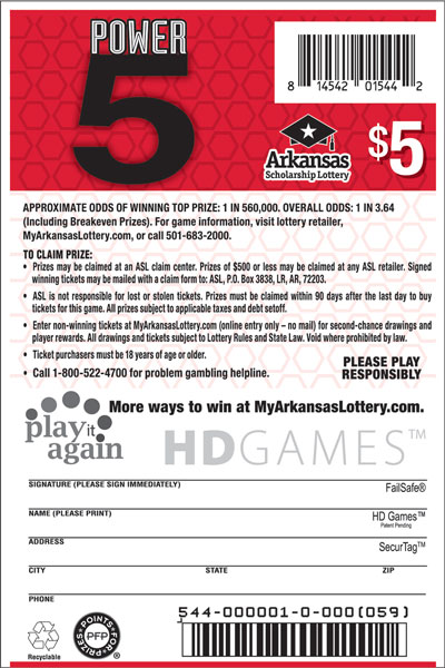 Power 5- Game No. 544 Power 5- Game No. 544 - Back