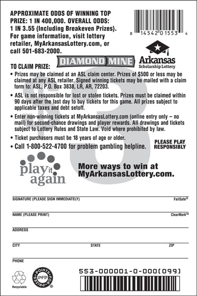 Diamond Mine - Game No. 553 Diamond Mine - Game No. 553 - Back