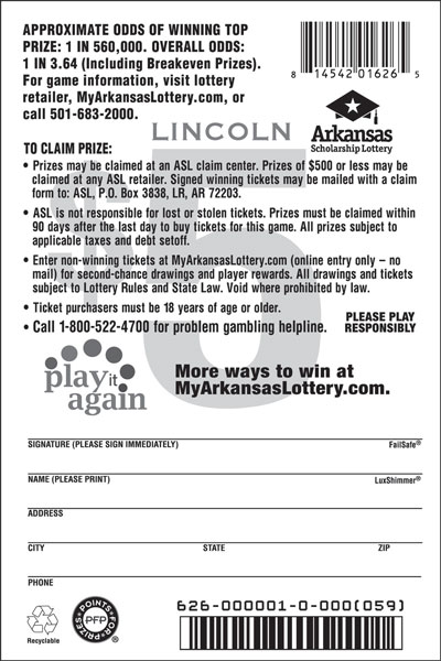 $100,000 Lincoln - Game No. 626