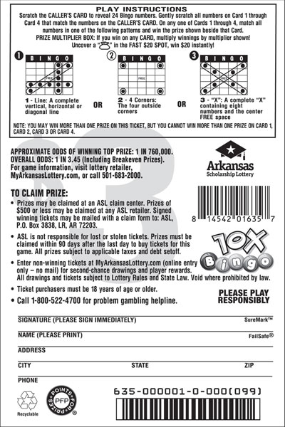 10X Bingo - Game No. 635
