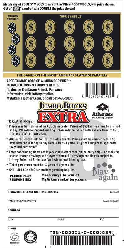 Jumbo Bucks Extra - Game No. 736