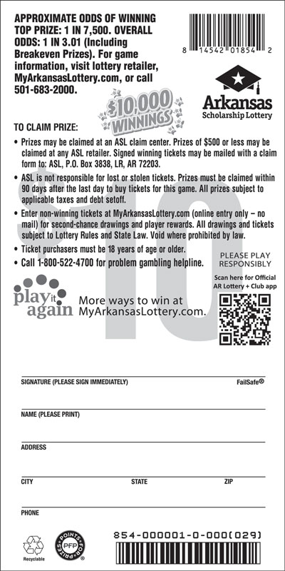 $10,000 Winnings - Game No. 854