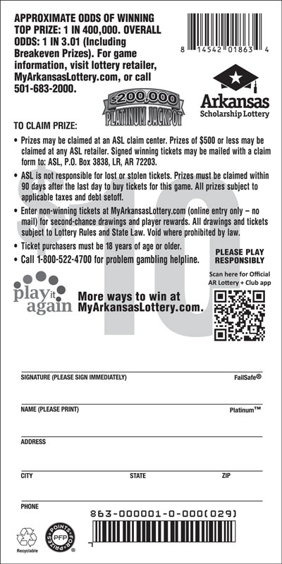 $200,000 Platinum Jackpot - Game No. 863