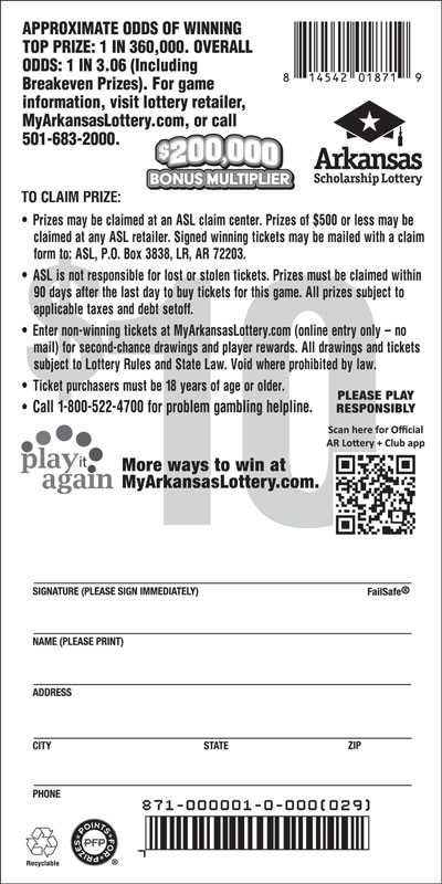 $200,000 Bonus Multiplier - Game No. 871 - Back $200,000 Bonus Multiplier - Game No. 871