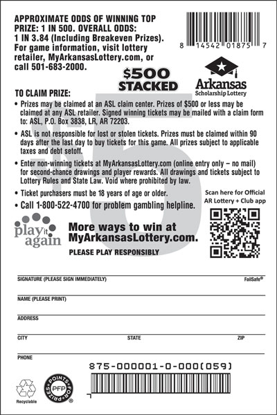 $500 Stacked - Game No. 875