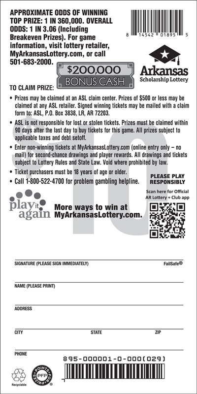 $200,000 Bonus Cash - Game No. 895