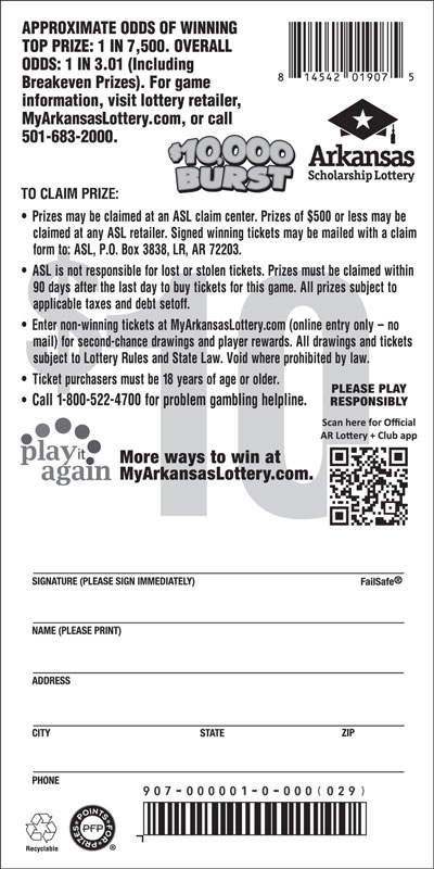 $10,000 Burst - Game No. 907 - Back $10,000 Burst - Game No. 907