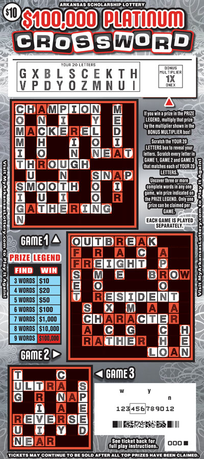 $100,000 Platinum Crossword - Game No. 891 - Uncovered $100,000 Platinum Crossword - Game No. 891