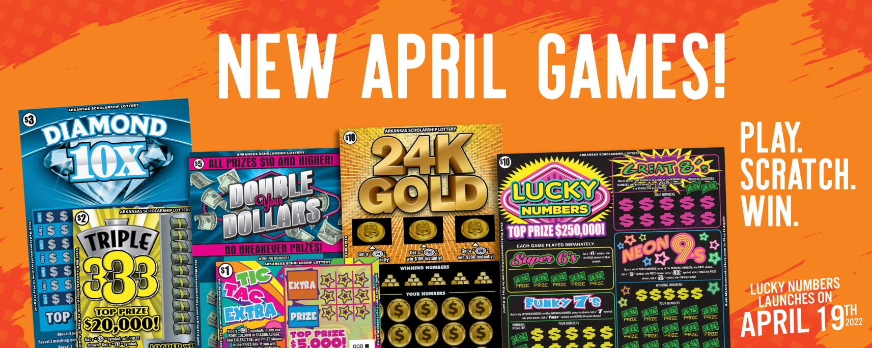 Lucky Numbers Instant Ticket Launching April 19. Find other new games at the link. 